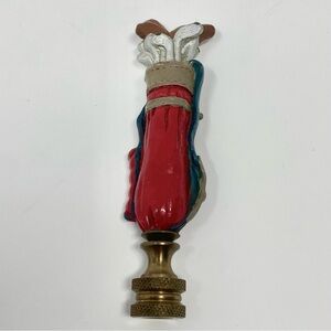 Vintage Novelty Golf Bag Lamp Finial Red and blue